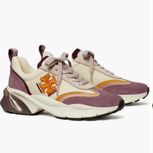 Tory Burch Good Luck Trainer Sneakers women’s 7.5 New Cream light purple NWT